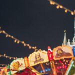 Cultural Night Events - Colorful luminous carousel against Kremlin on Red Square at night